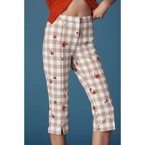 Maeve Gingham Floral Capri Pants 12